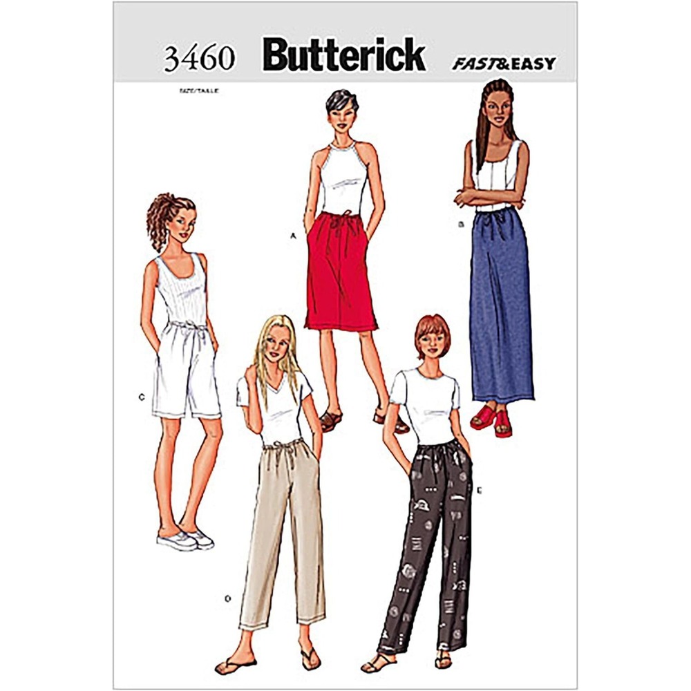 Butterick Sewing Pattern 3460 Pants Skirts Shorts Misses Size 20-24 UNCUT